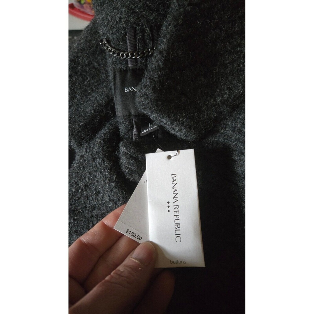 Banana Republic Wool Blend Coat Gray NWT $180 Women's Knit Twill Coat - SIZE L - Picture 11 of 11